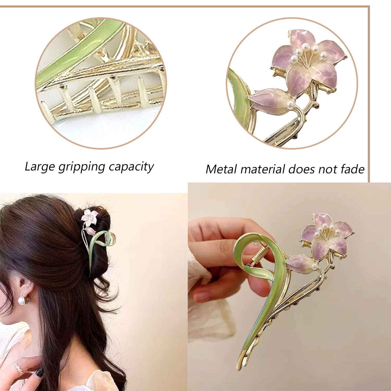 1 pc hair claw leaf style green clip clutcher - DIOEX