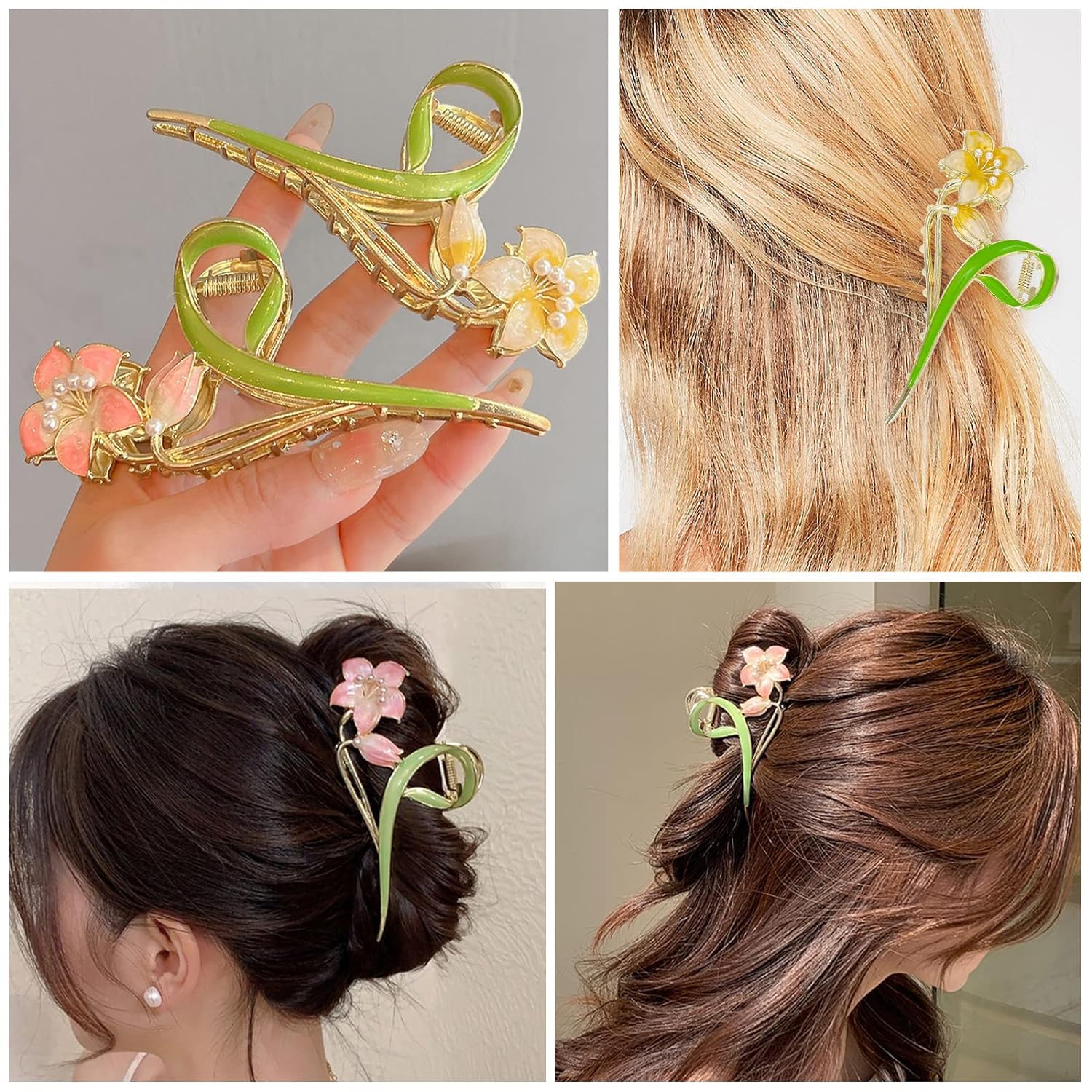 1 pc hair claw leaf style green clip clutcher - DIOEX