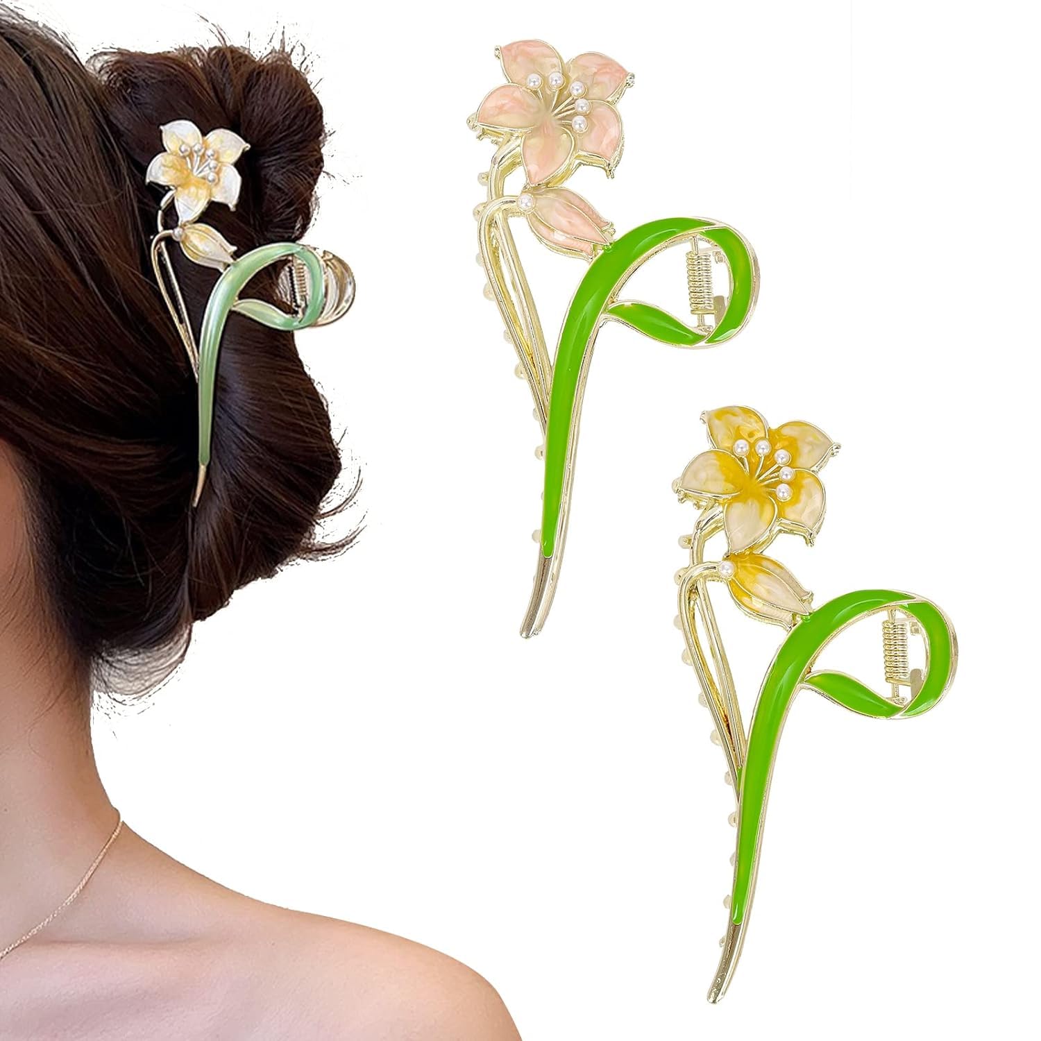 1 pc hair claw leaf style green clip clutcher - DIOEX