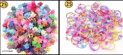 25 pcs Hair Clips & 25pcs Cartoon Heart Star Bear Bunny Hair Ties - DIOEX