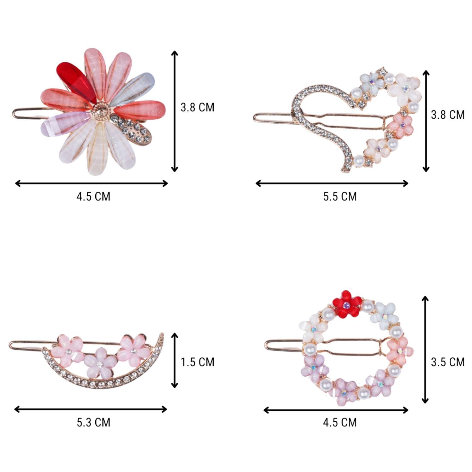 4 Pieces Korean Style Hair Clips for Girls and Women's 1 Pcs Of set - DIOEX