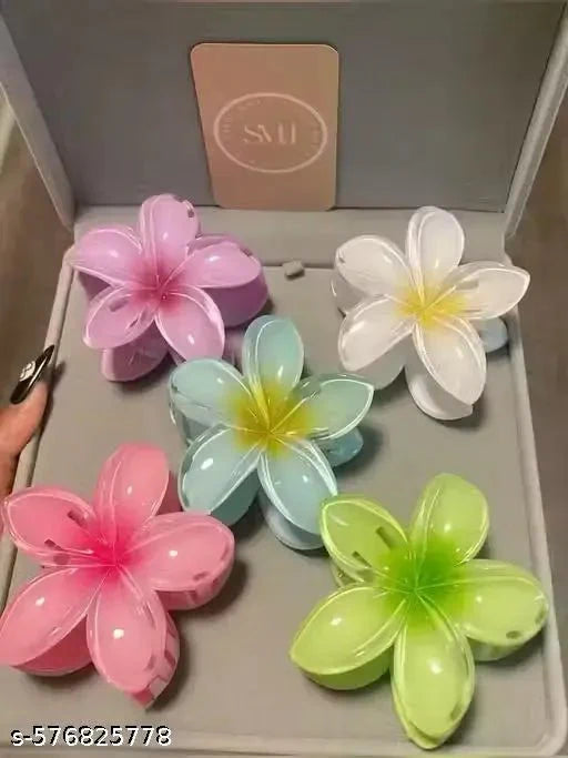 5pc flower hair claw clip colourful floral design clutchers best for full tie - DIOEX