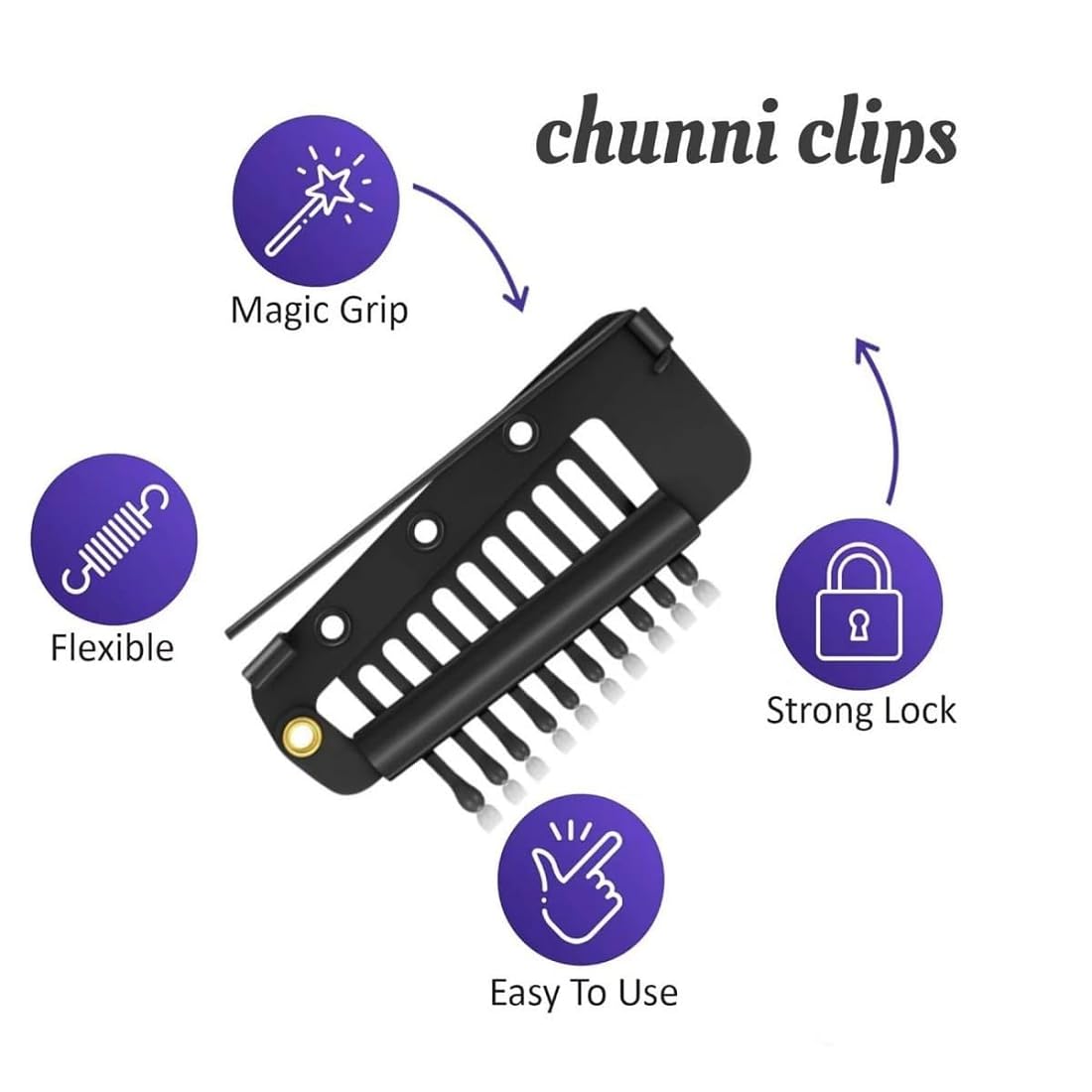 5psc Chunni Clips With Safety Pins - DIOEX