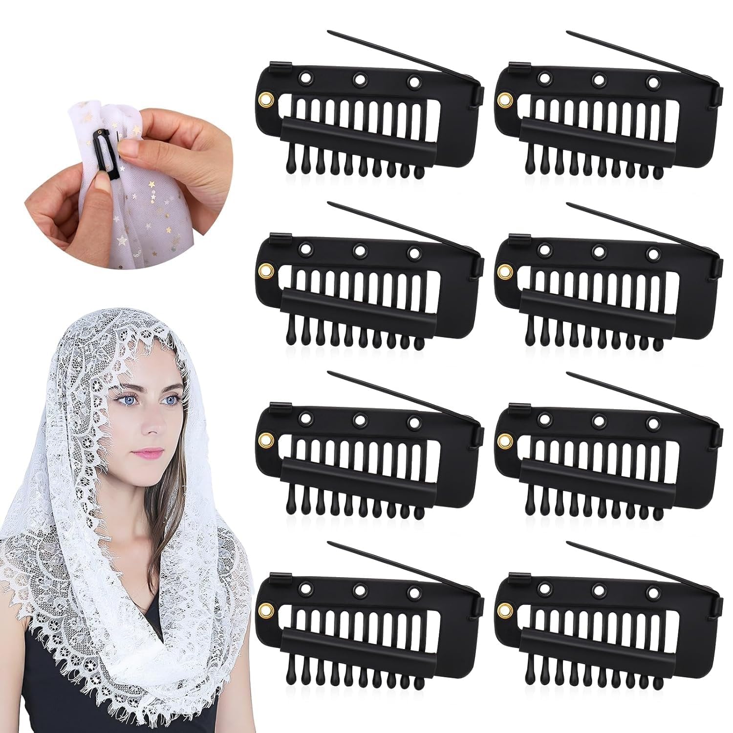 5psc Chunni Clips With Safety Pins - DIOEX