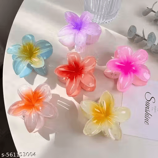 6 Pcs Flower Hair claw Multicolor, Hawaiian Flower Hair Clips for Women, Flower Hair Clips, Floral Claw Clips for women, Beach Tropical Hair Accessories for Girls Multicolor - DIOEX