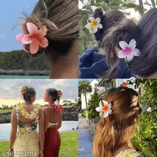 6 Pcs Flower Hair claw Multicolor, Hawaiian Flower Hair Clips for Women, Flower Hair Clips, Floral Claw Clips for women, Beach Tropical Hair Accessories for Girls Multicolor - DIOEX