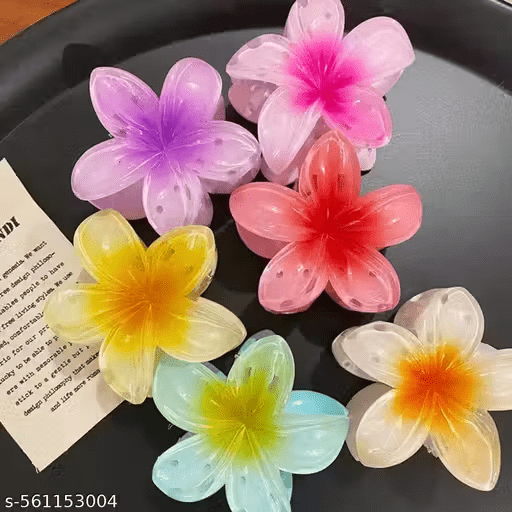 6 Pcs Flower Hair claw Multicolor, Hawaiian Flower Hair Clips for Women, Flower Hair Clips, Floral Claw Clips for women, Beach Tropical Hair Accessories for Girls Multicolor - DIOEX